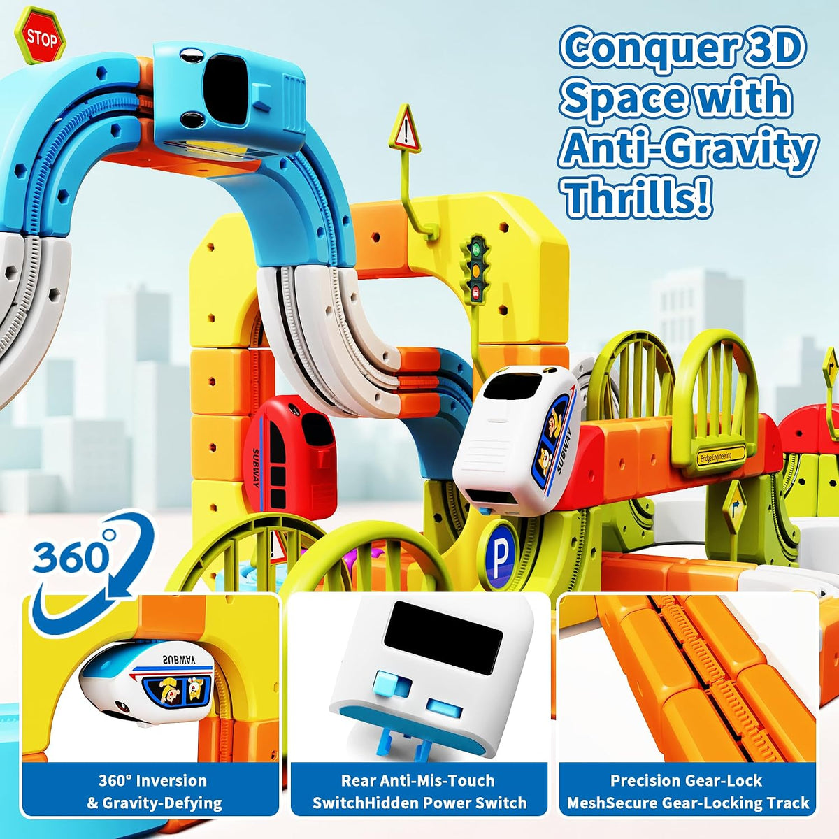 Juego de tren eléctrico 208PCS de lujo 3D STEM Track Toy