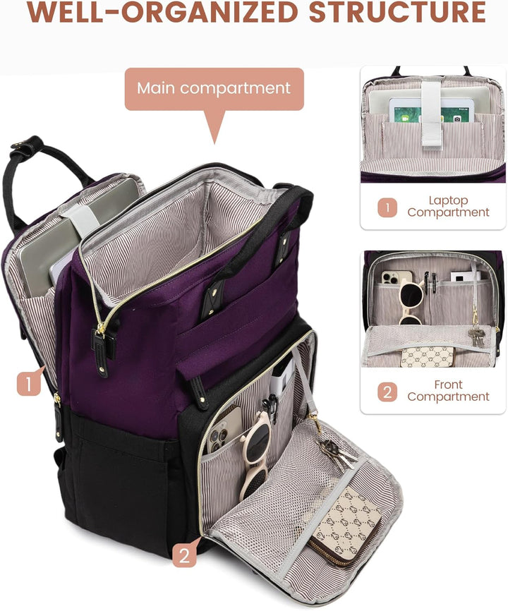 LOVEVOOK - Mochila para laptop de mujer, 15.6'' impermeable...