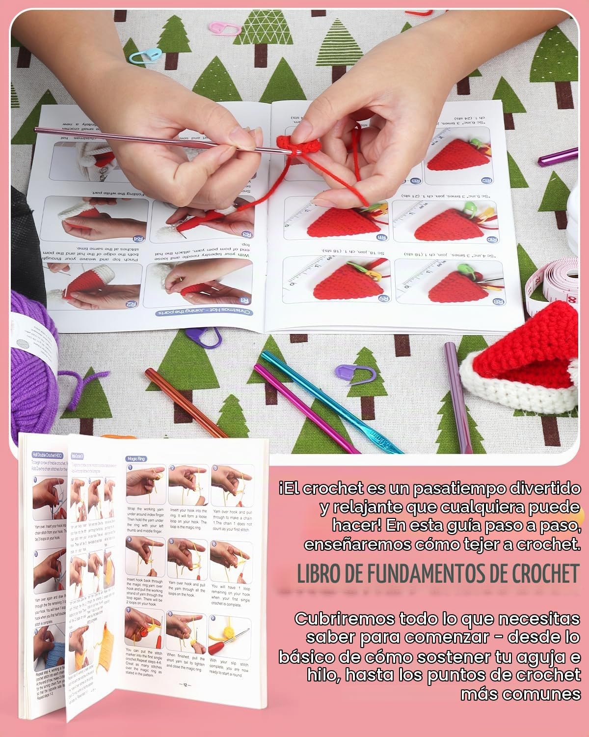 Aeelike Crochet Kit para Beginners Adults Kids, Complete Crochet Set, Winred