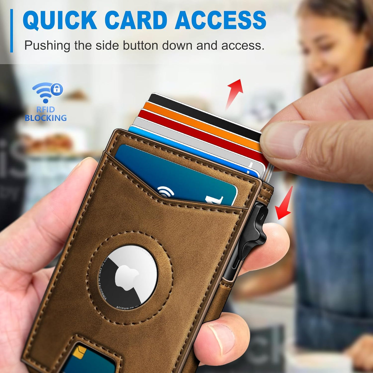 Airtag - Cartera para hombre con clip para dinero, 9 tarjetas, con