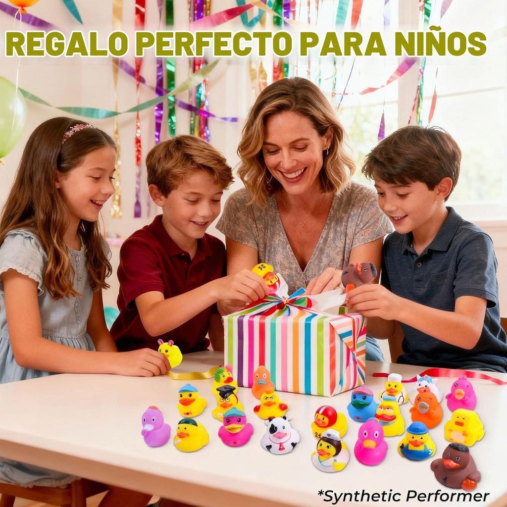 100 patos de goma a granel para Jeeps, juguetes de baño, recuerdos de fiesta, lindos mini patos con más de 30 diseños únicos, juguetes de piscina para niños, piscina, decoración de automóvil