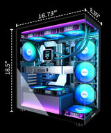 MUSETEX Carcasa ATX para PC, 7 ventiladores PWM ARGB preinstalados,...