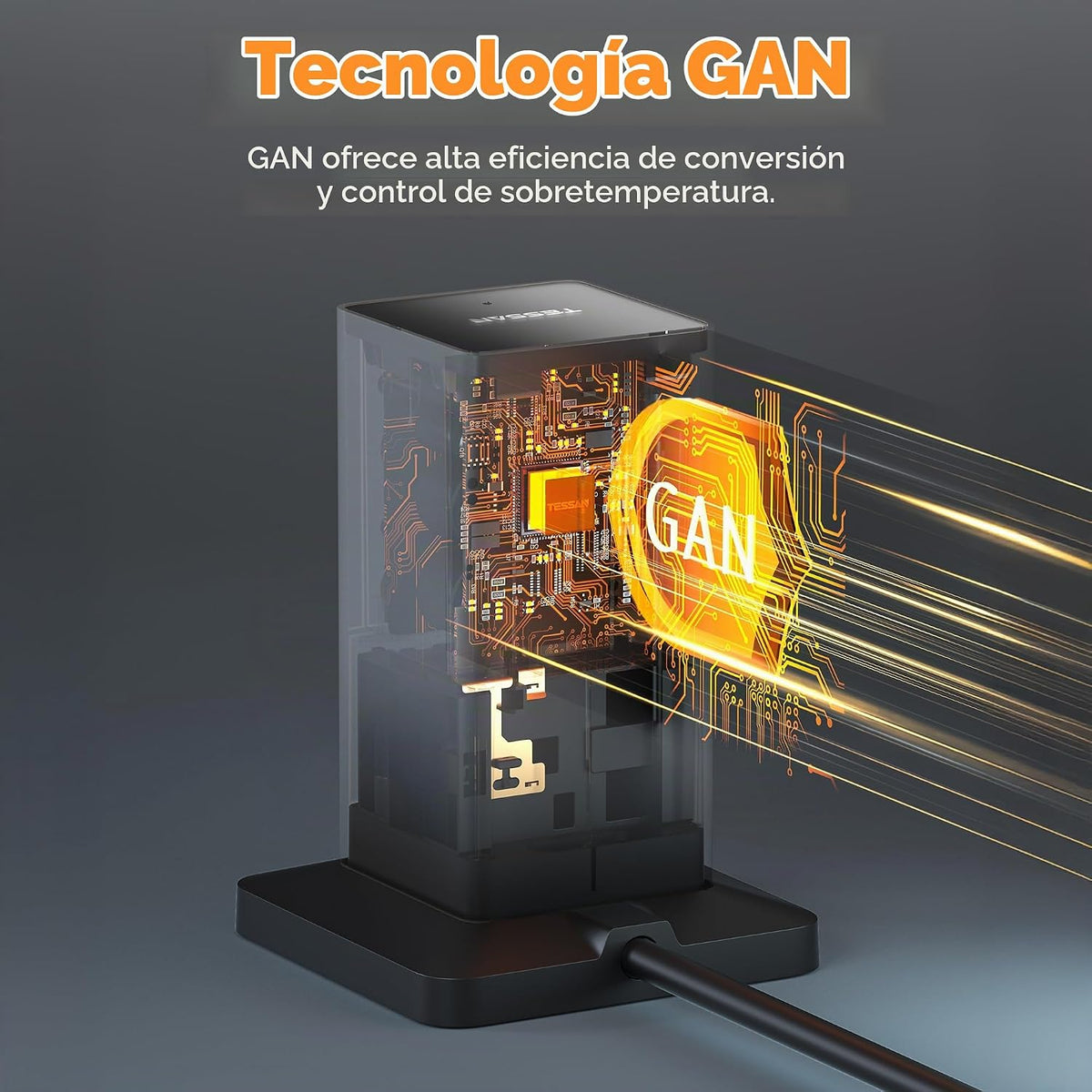 TESSAN Estación de Carga USB de 100W para Múltiples Dispositivos 6-en-1 Cargador USB