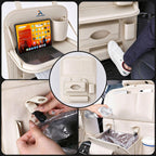 Organizador Universal de Cuero Premium Plegable para Asiento Trasero de Automóvil con Bandeja de Mesa, Protector de Respaldo de Asiento de Automóvil con Bolsa de Basura, Soporte para