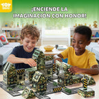 TOY Life - Juego de 58 piezas de azulejos magnéticos militares STEM para niños de 3 a 8 años