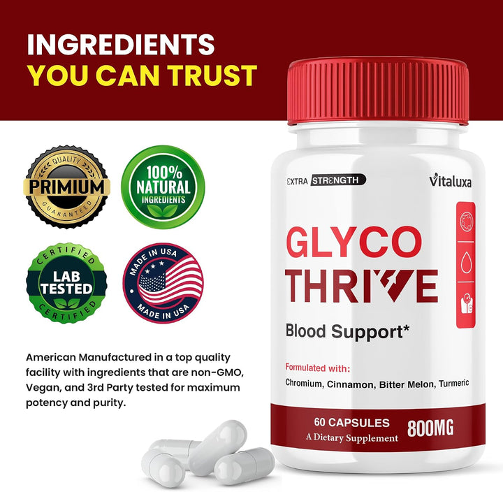 Glyco Thrive Capsules, pastillas de suplemento de apoyo sanguíneo G...