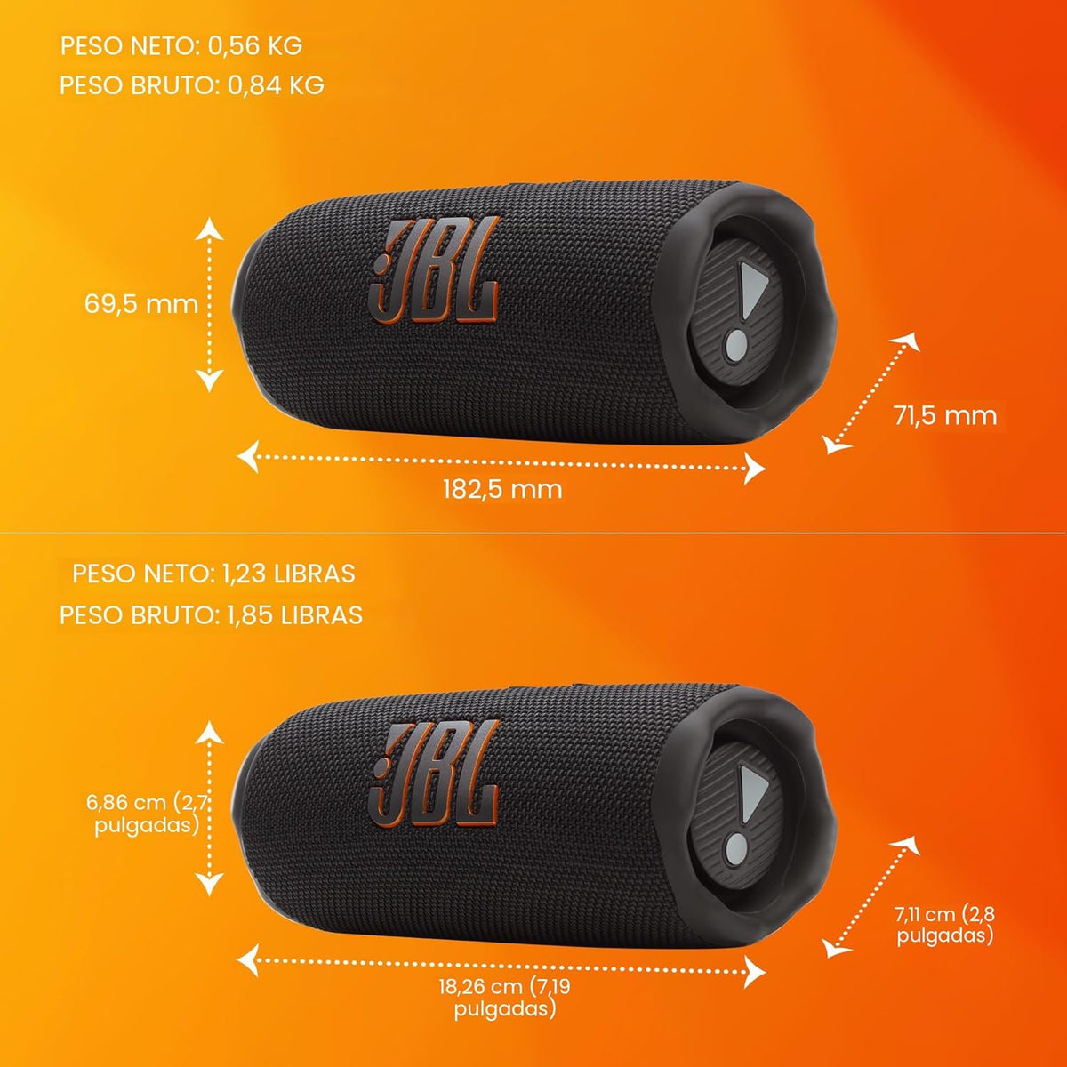 JBL Flip 7 - Bocina portátil resistente al agua y a caídas, sonido...