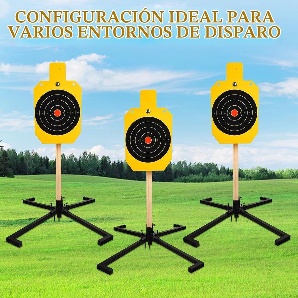 Sistema de soporte de acero AR500, objetivos de rehén de acero de 3/8 pulgadas de grosor con base de soporte estable de 2 x 4, kit completo de disparo con papel de objetivos de 10 piezas para
