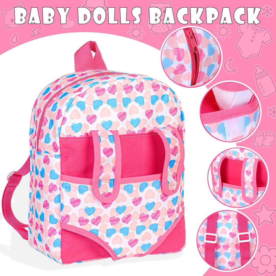 iBayda Muñeca de bebé de 12 pulgadas en caja de regalo con mochila,...