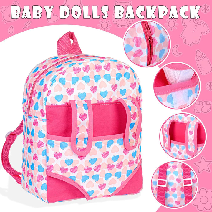 iBayda Muñeca de bebé de 12 pulgadas en caja de regalo con mochila,...