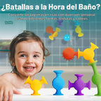 BUNMO Juguetes de baño de succión - Conecta, construye, crea – Juguetes de baño – Horas de diversión y creatividad – Habilidades motoras finas – Juguetes sensoriales estimulantes – Juguete que no se puede bocar 3+ – Paquete de 44 texturizados