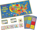University Games, Scholastic Race Across the USA Juego de Mesa, Juego de Aprendizaje de Geografía para Niños y Familias, para 2 a 4 Jugadores a partir de 8 Años en Adelante