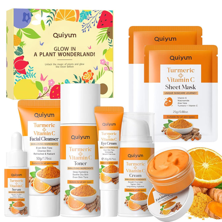 QUIYUM Juego de cuidado de la piel, cúrcuma con vitamina C, 7 pieza...