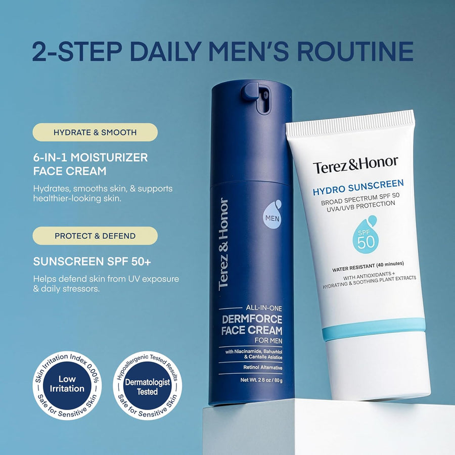 TEREZ &amp; HONOR Kit de crema facial y protector solar para hombre...