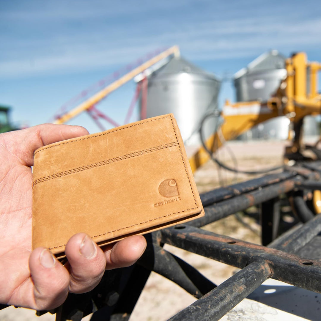 Carhartt Carteras de Cuero de Grano Completo para Hombre, Bloqueo R...