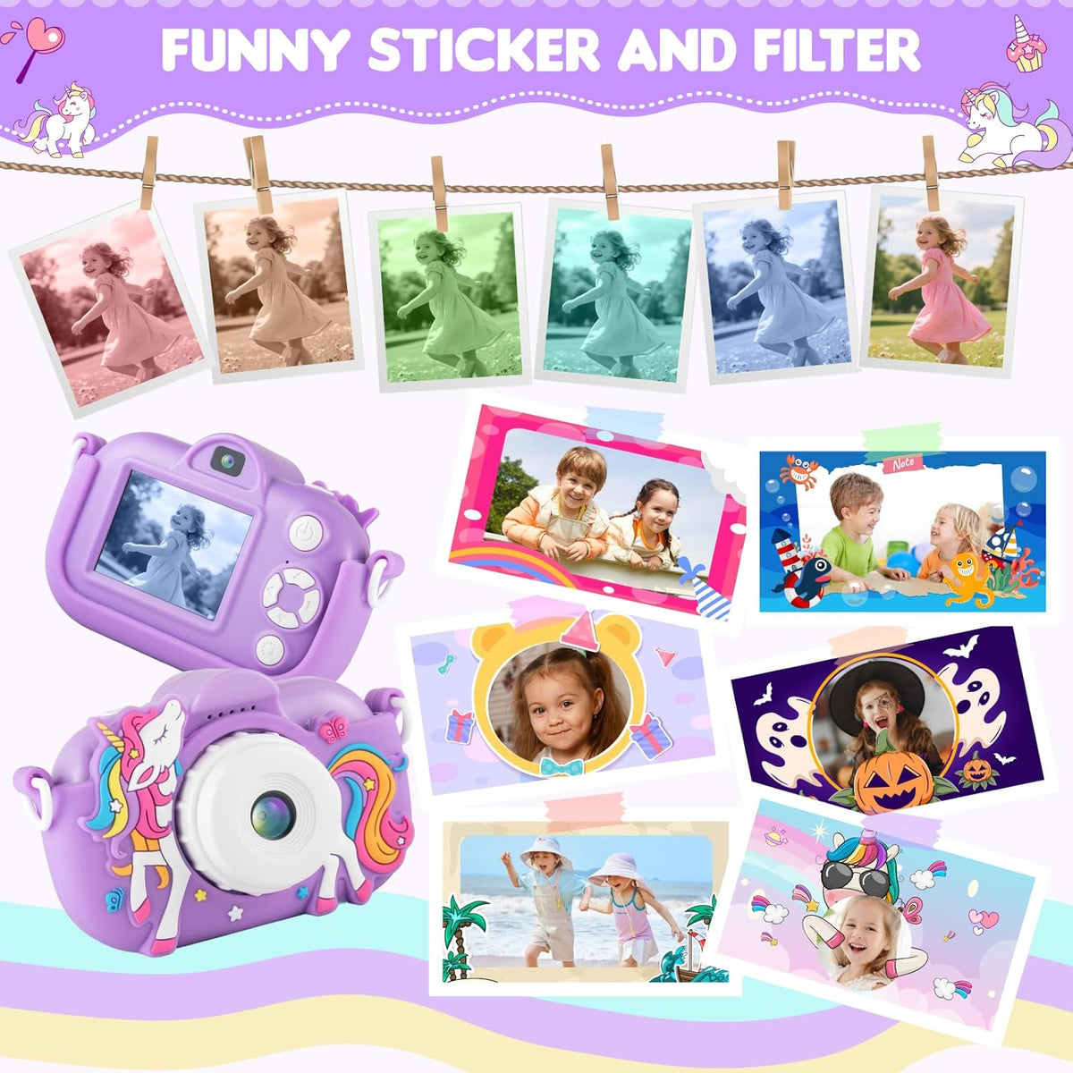 Cámara para Niños Juguetes para Niñas de 3 4 5 6 7 8 Años, Cámara S...
