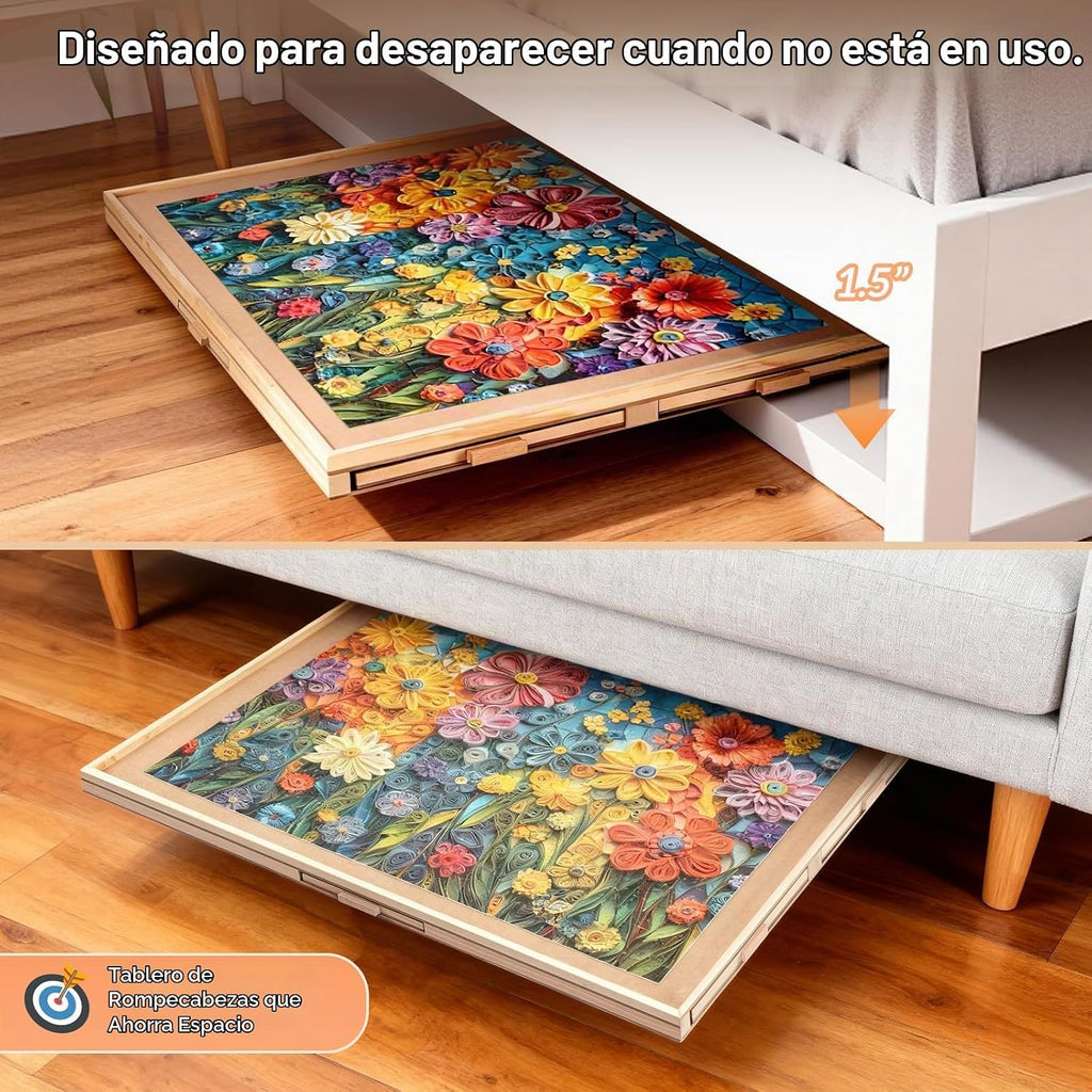 ALL4JIG - Tablero de rompecabezas giratorio de 1000 piezas con 6 cajones y cubierta, mesa de rompecabezas portátil de madera de 22.44 x 30.16 pulgadas para adultos, tablero giratorio Lazy Susan de
