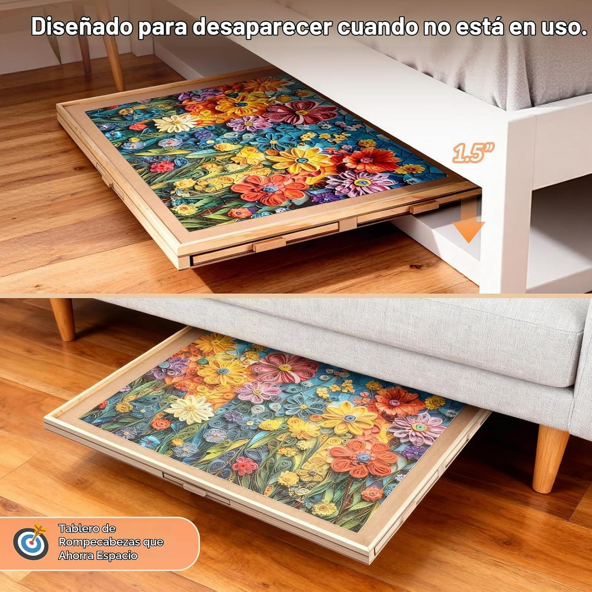 ALL4JIG - Tablero de rompecabezas giratorio de 1000 piezas con 6 cajones y cubierta, mesa de rompecabezas portátil de madera de 22.44 x 30.16 pulgadas para adultos, tablero giratorio Lazy Susan de