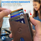 Cartera para hombre, tarjetero desplegable delgado con bloqueo RFID, billetera plegable minimalista con 9 ranuras para tarjetas, ventana de identificación y bolsillo para efectivo, funda de