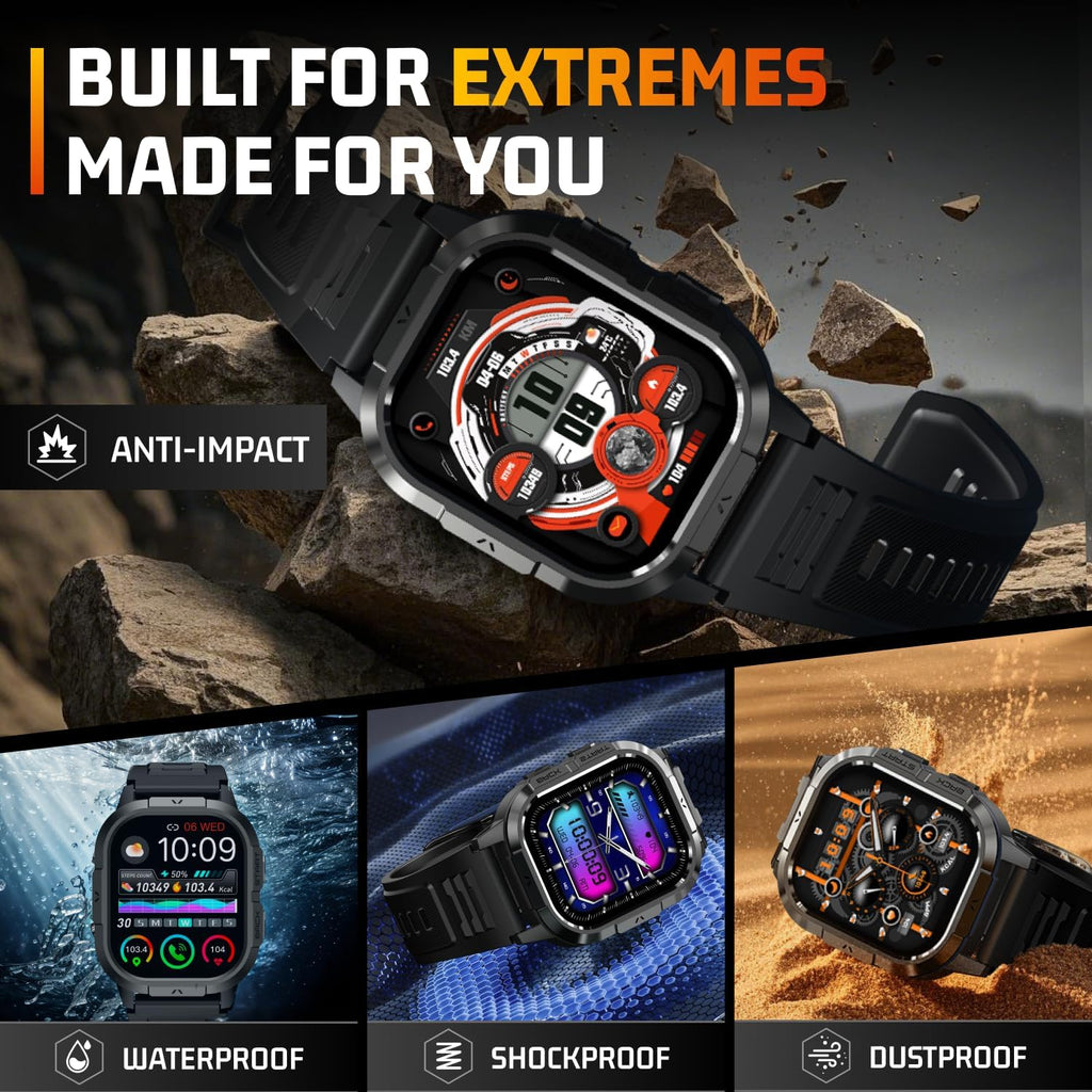 Relojes inteligentes militares para hombres, llamadas Bluetooth AMOLED de 2.06 pulgadas, IP68 con monitor de sueño, podómetro, más de 110 modos deportivos, reloj inteligente táctico para Android, iOS y Samsung compatible