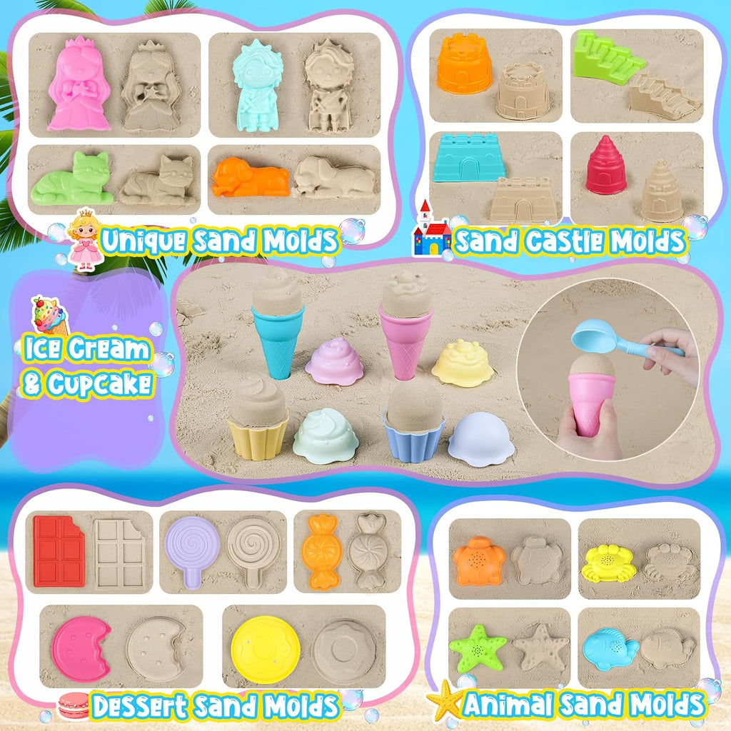 Juguetes de playa con 2 camiones, cubos plegables para niños de 3