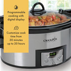 Crock-Pot Cook & Carry - Olla de cocción lenta programable de 6 cuartos de galón con temporizador digital de acero inoxidable (CPSCVC60LL-S) paquete de 1