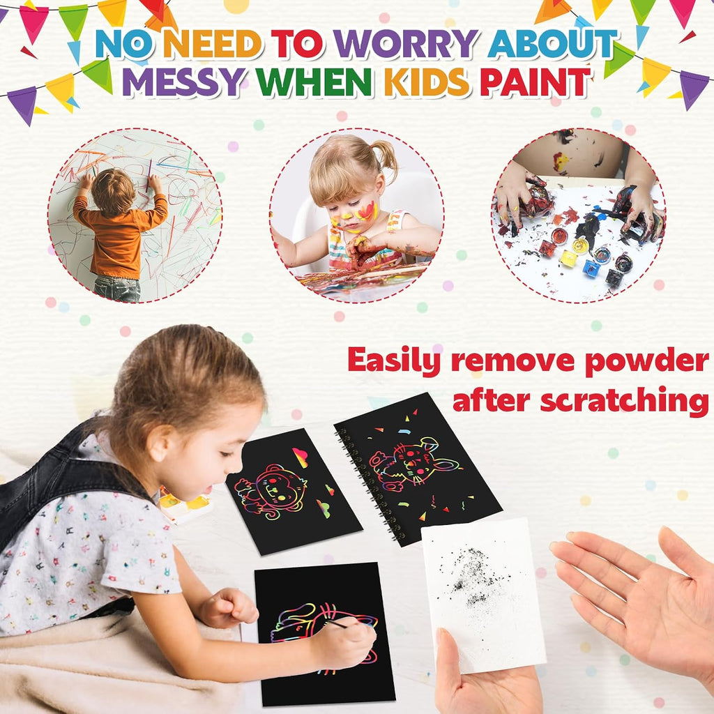 Prudiut Paquete de 30 cuadernos Rainbow Scratch Art con lápiz óptico para