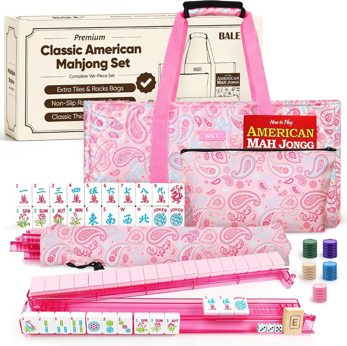 BALE ® Original American Mahjong Tile Set con Complete Game Accessories
