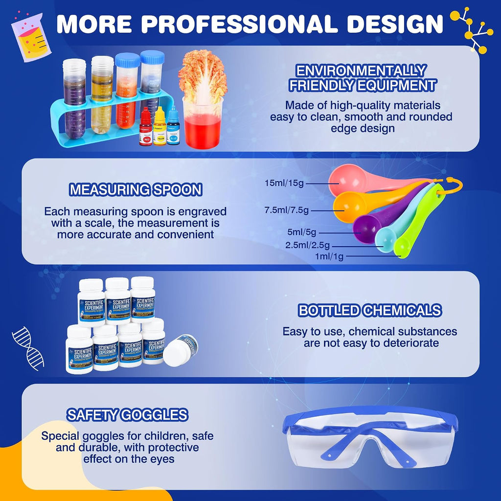 Kit de ciencia para niños, 80 experimentos de laboratorio de ciencias, disfraz de científico juego de rol STEM, herramientas científicas de aprendizaje educativo, regalos de cumpleaños y juguetes para