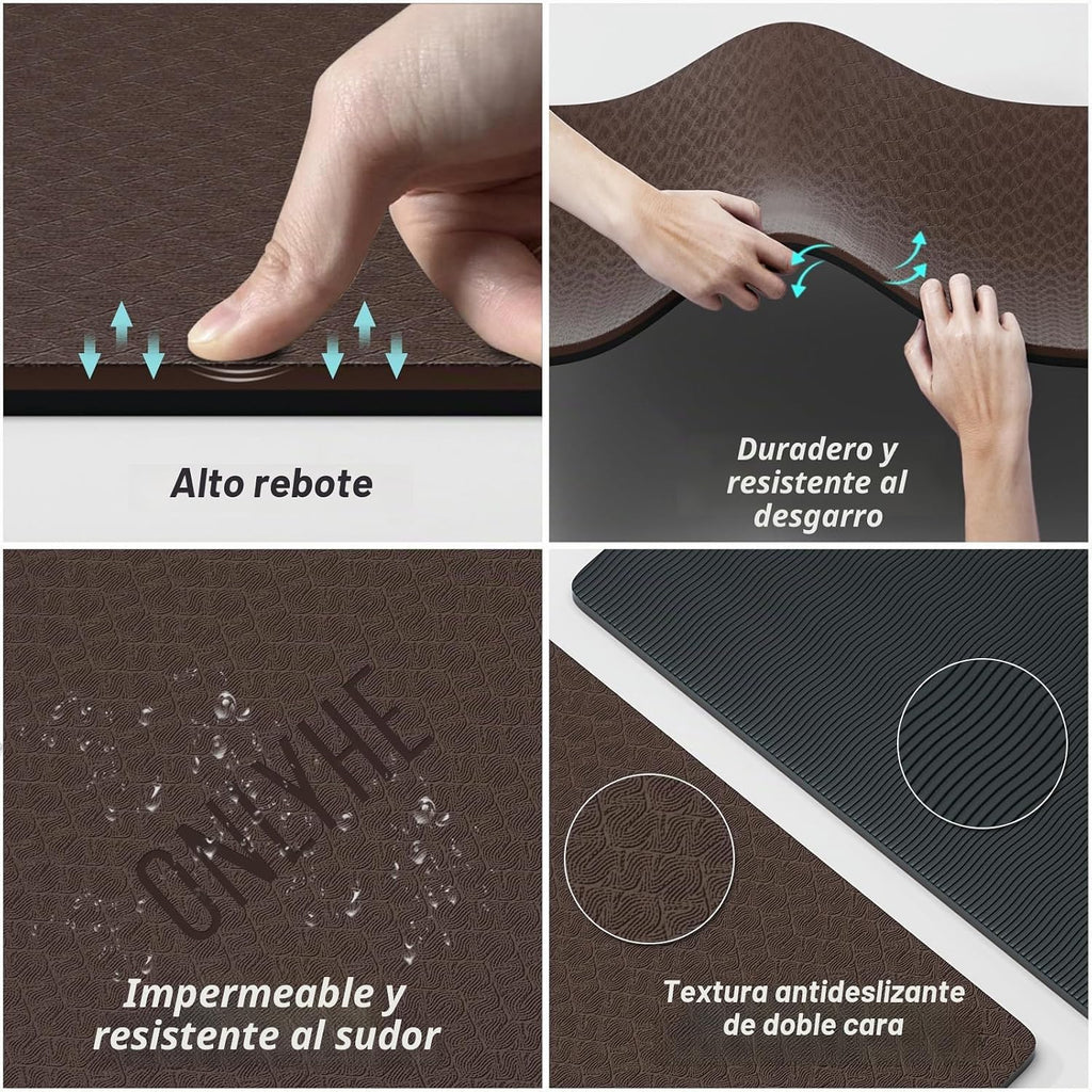 Esterilla de Yoga Gruesa (8mm) Esterilla de Ejercicio Antideslizante Antidesgarro, Esterilla Pilates para Hombres y Mujeres, Esterillas para Entrenamiento en Casa, Ejercicios Descalzos y en Suelo, con Correa de Transporte (71" x 24")