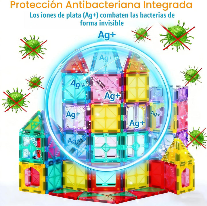 Azulejos magnéticos antibacterianos mejorados, 58 bloques de constr...