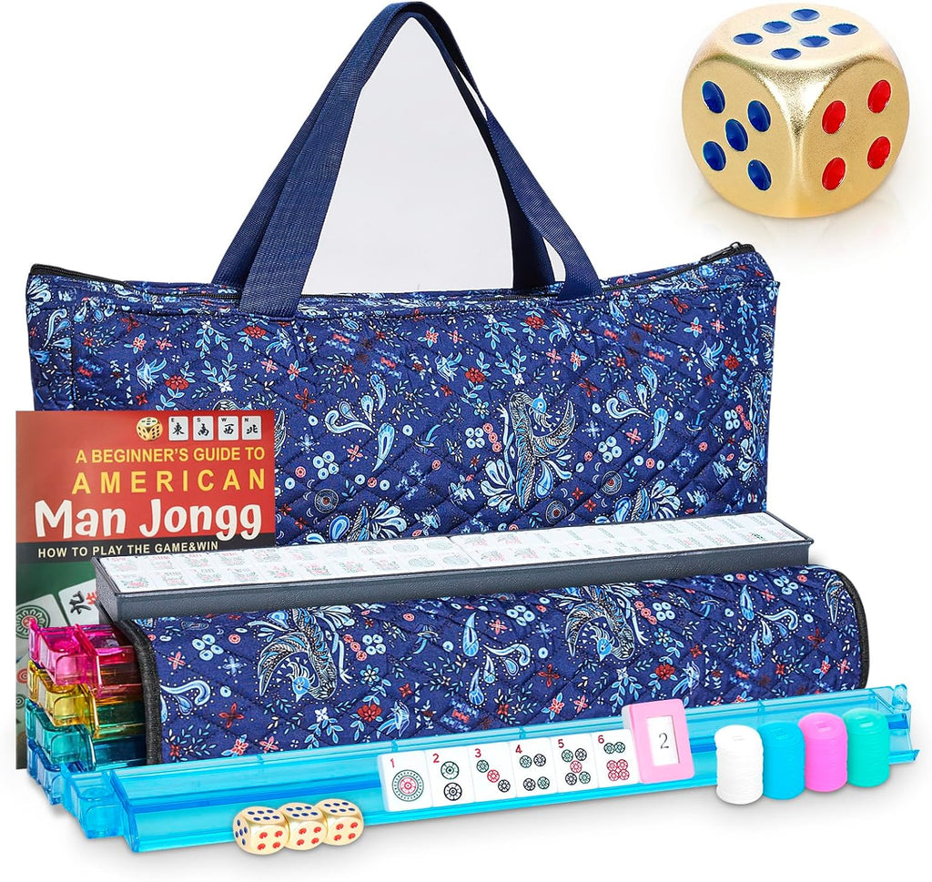 Nuevo juego de mahjong americano, 166 azulejos premium con dados de metal