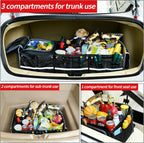 Organizador de maletero de automóvil con bolsa enfriadora extraíble, almacenamiento plegable con múltiples compartimentos para SUV, camión, comestibles, campamento, organizador de carga de