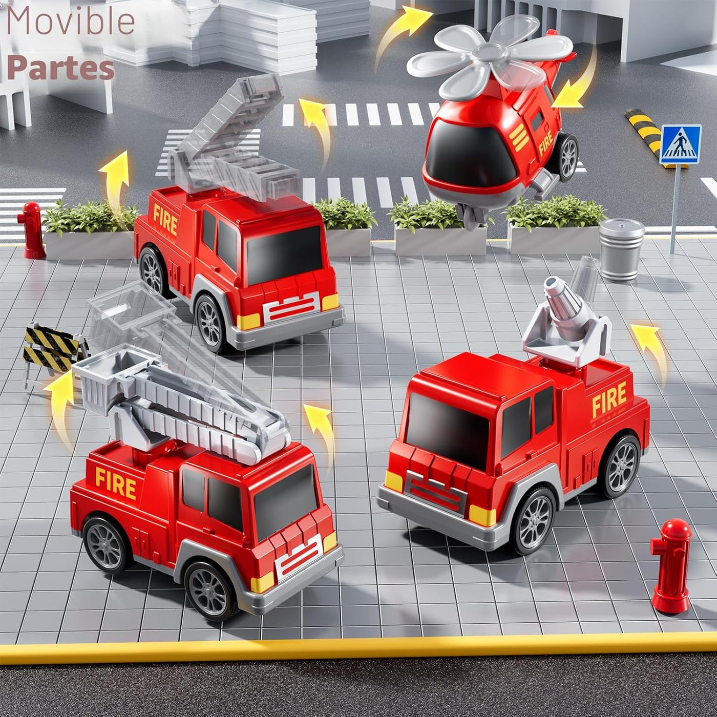 KIZONLY Camiones de Bomberos de Juguete para Niños Pequeños de 1-3,...