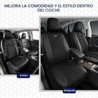 Skechers Fundas de asiento de espuma viscoelástica refrigeradas por aire, fundas de asiento de automóvil gruesas de malla, fundas de asiento de automóvil de cuero con ribetes para asientos delanteros