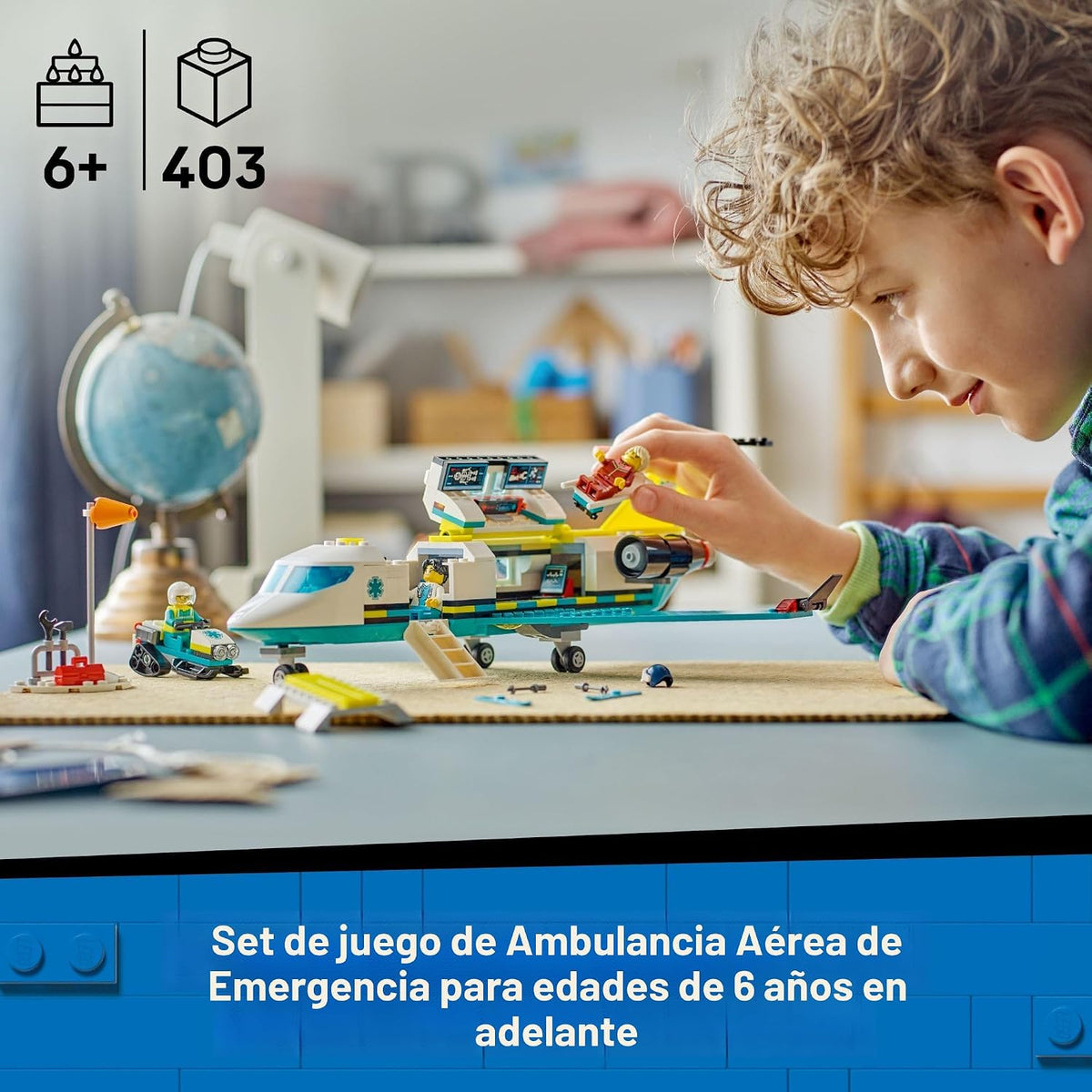 LEGO City Juguete de construcción de avión de ambulancia aérea de emergencia para niños - Juego de simulación modelo de avión de rescate para niños y niñas, edades 6+ - bloques de construcción con
