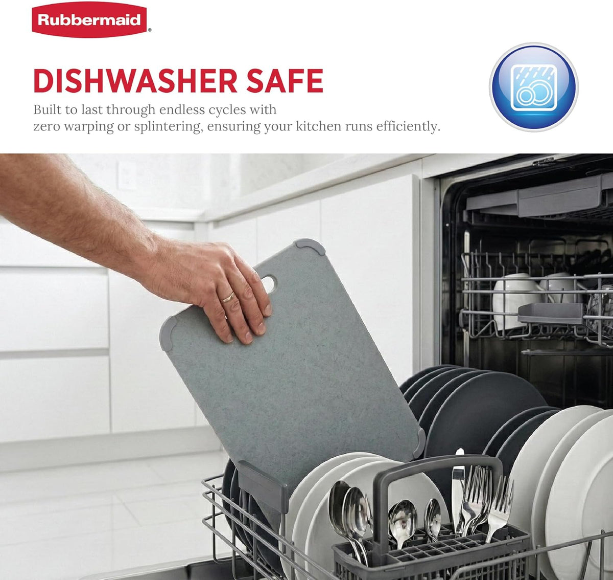 Rubbermaid Juego de tablas de cortar reversibles de fibra de trigo de 3 piezas, tablas de cortar para cocina, aptas para lavavajillas, esquinas antideslizantes, ligeras y fáciles de almacenar, tabla