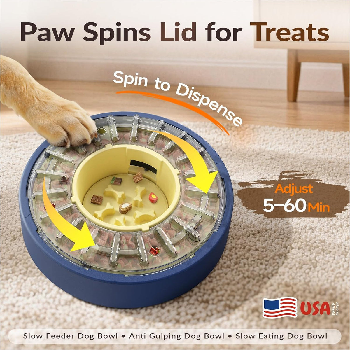Comedero ajustable para perros y rompecabezas de 5 a 60 minutos