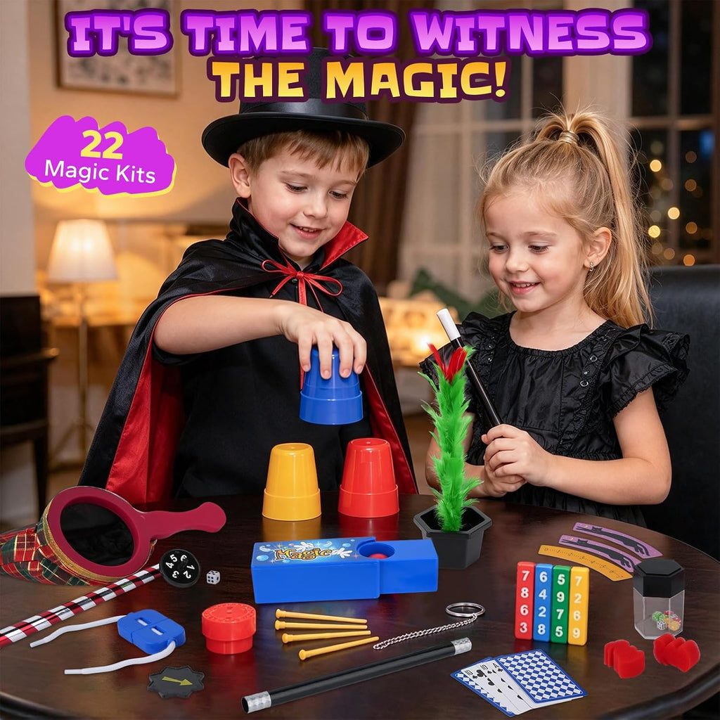 Kit de magia, trucos de magia para niños, incluye varita mágica y disfraz