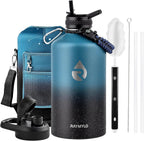 RAYMYLO Botella de agua de un galón aislada 128 oz, acero inoxidable