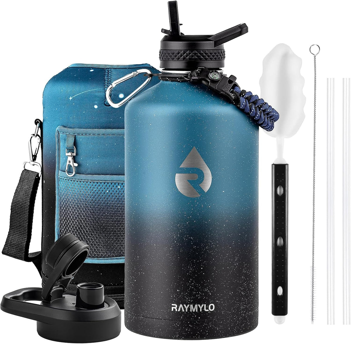 RAYMYLO Botella de agua de un galón aislada 128 oz, acero inoxidable