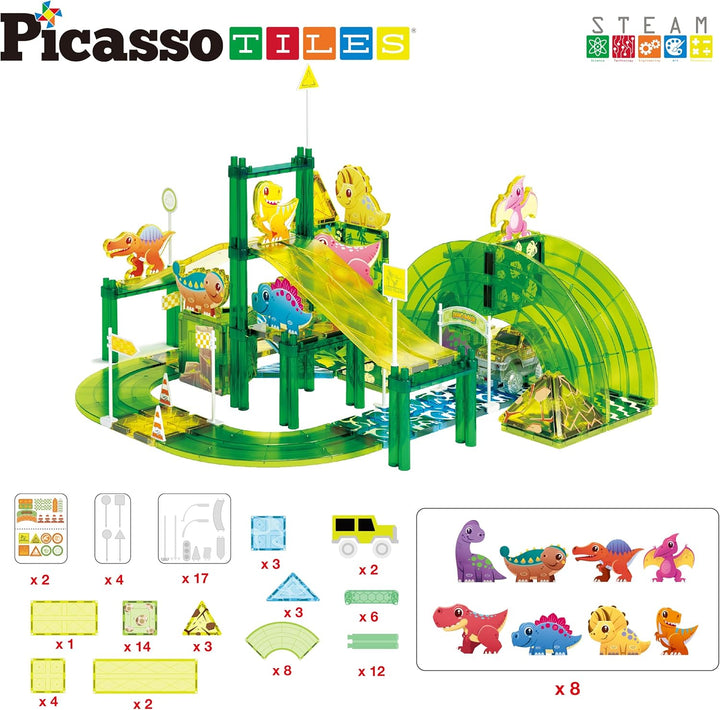 PicassoTiles PTR02 - Azulejos magnéticos de dinosaurio con 8 imanes...