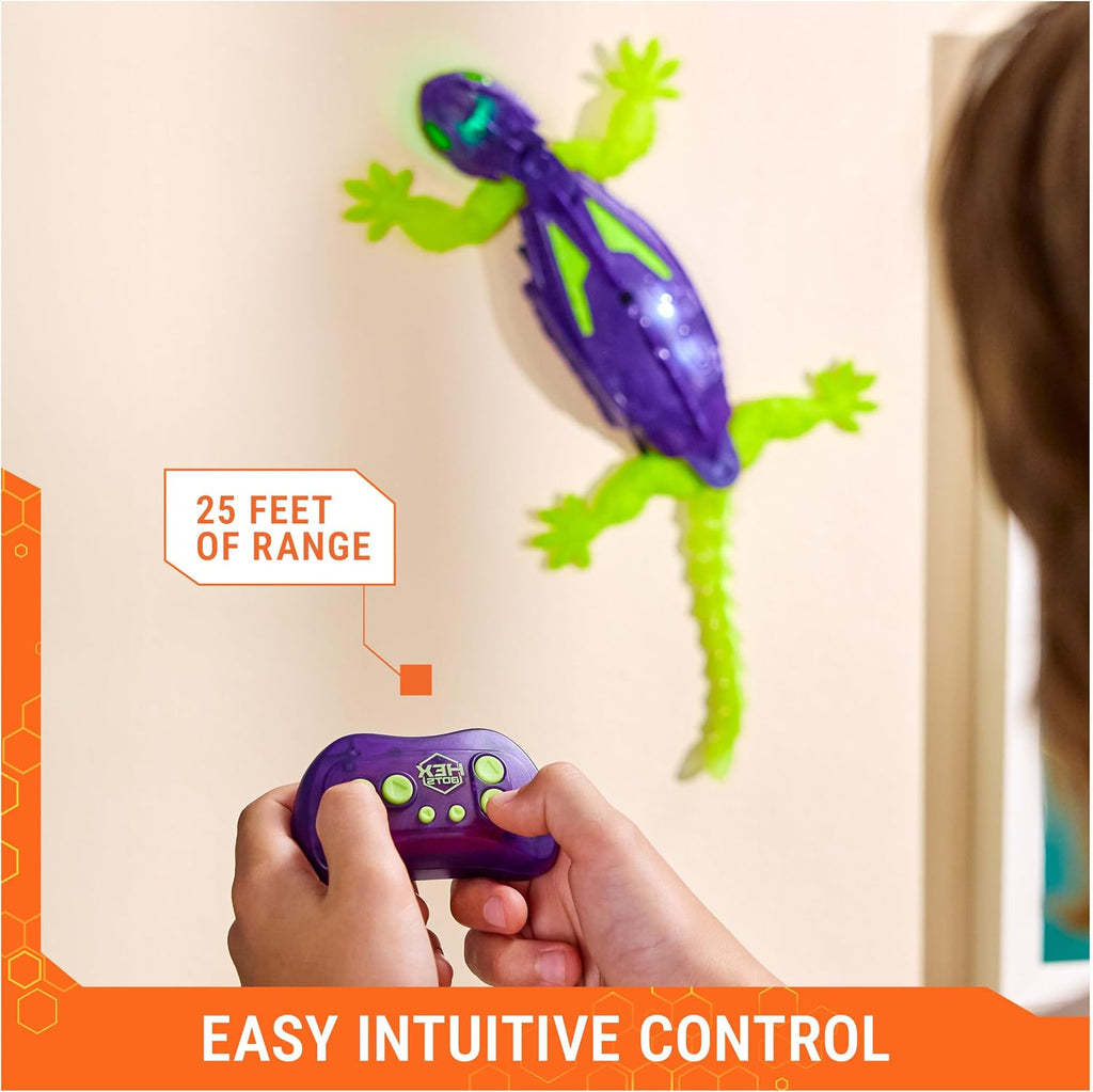 HEX BOTS Juguete de control remoto Gecko que brilla en la oscuridad