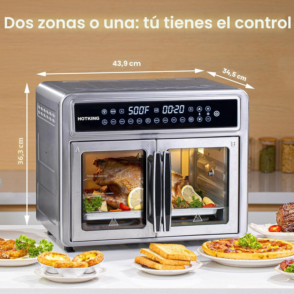 HotKing Combo de horno tostador de freidora de aire de doble zona, horno de