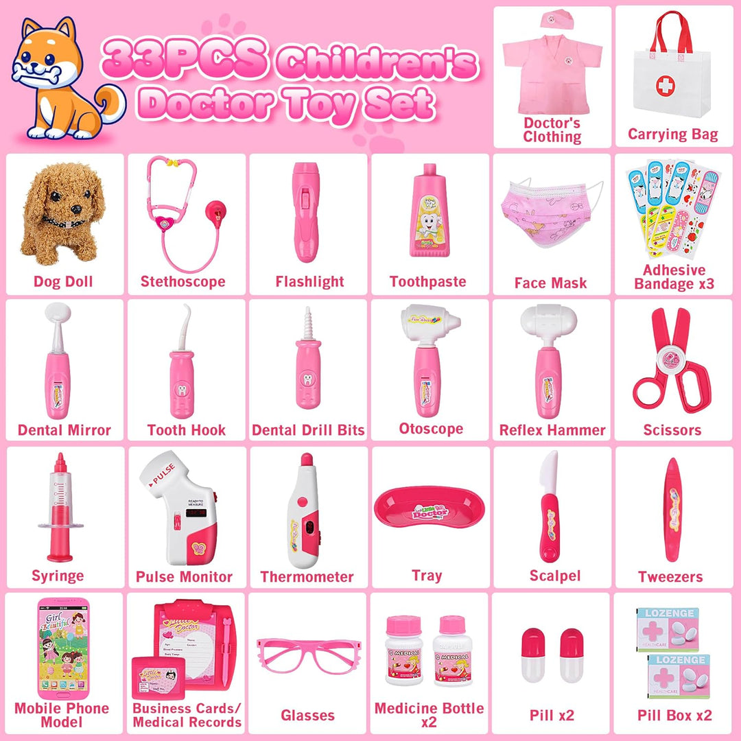 Kit de médico de mascotas de 33 piezas para niños pequeños - Disfra...