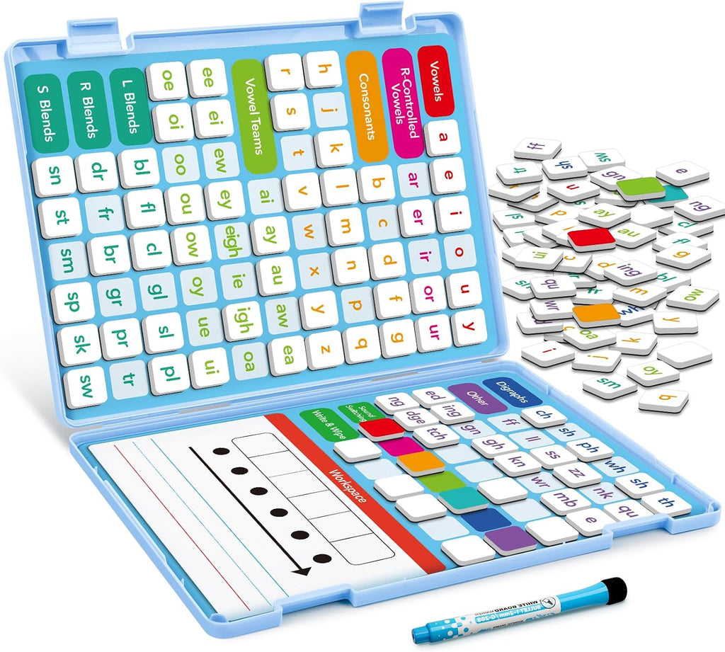 Phonics - Azulejos magnéticos de letras, juegos de fonética para ABC