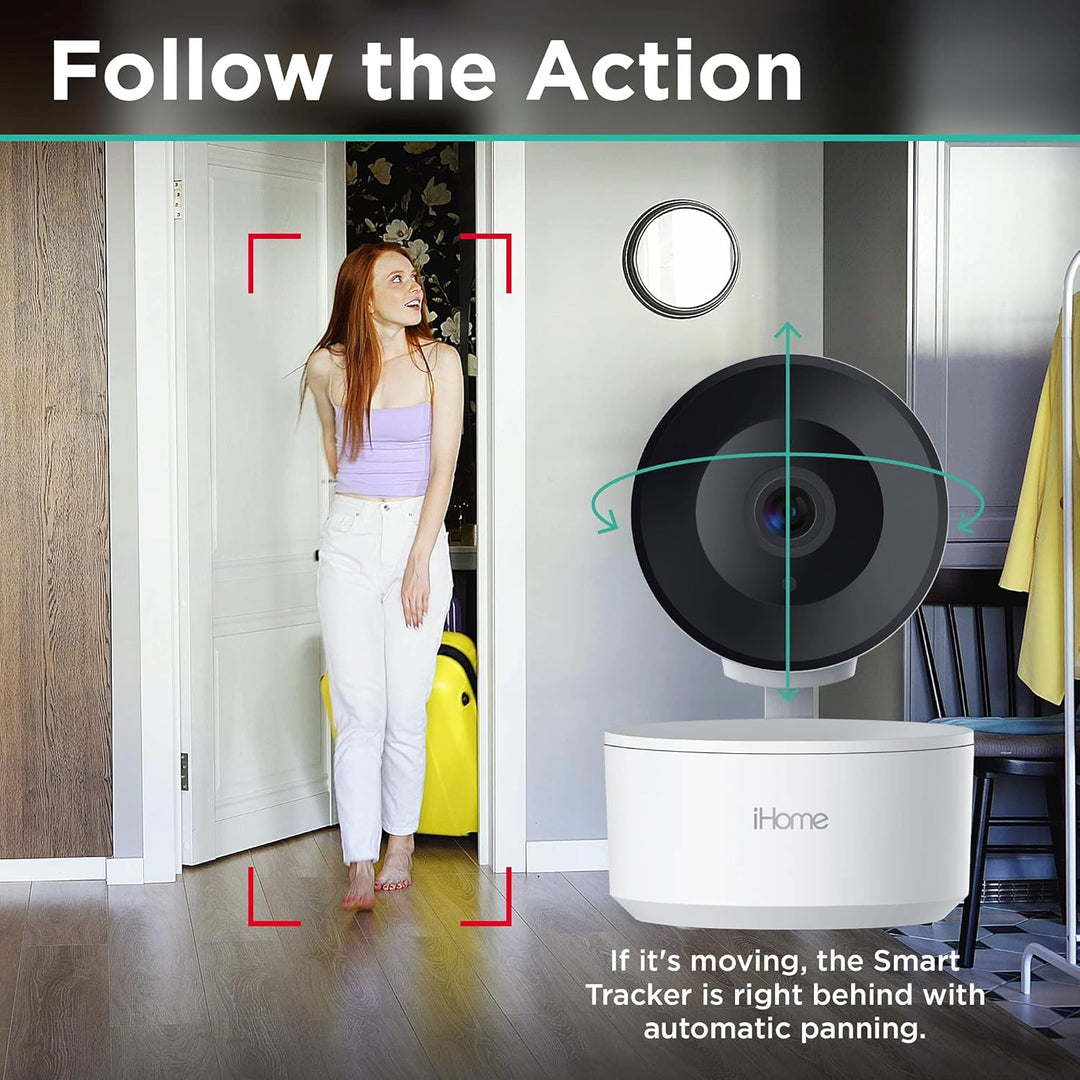 iHome Roto Smart - Cámara de seguridad inteligente WiFi de seguimie...