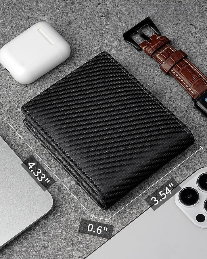 Plinvo Billetera plegable de piel auténtica para hombre, bloqueo RF...
