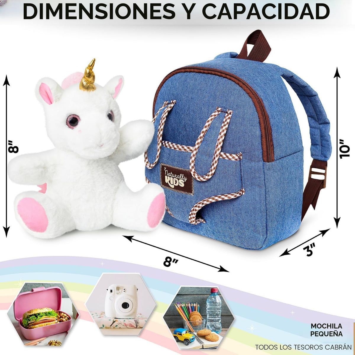 Naturally KIDS Mochila Unicornio, Juguetes Regalo de Cumpleaños para Niñas de 2, 3, 4, 5, 6 años