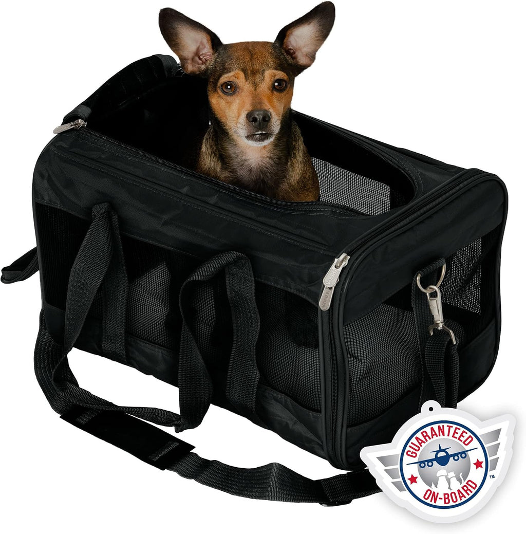 Sherpa Original Deluxe Transportador de Mascotas para Viajes, Aprobado por Aerolíneas y con Garantía a Bordo - Negro, Mediano